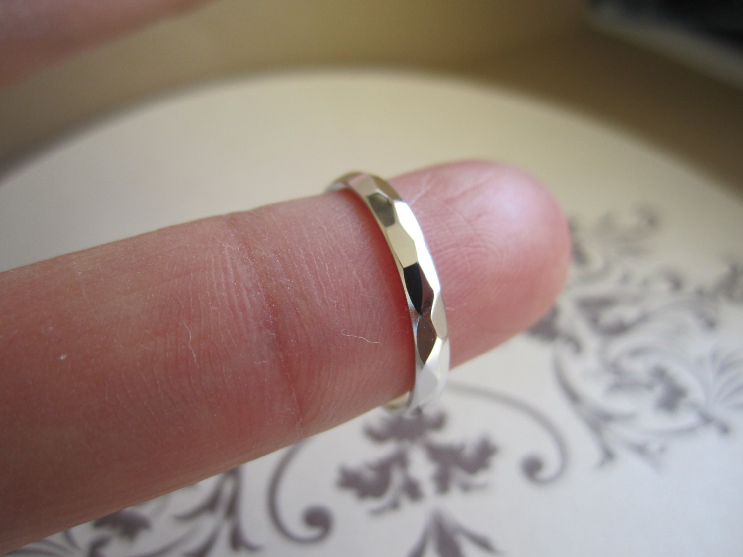 Sterling Silver Ring...diamond cut band...stacking, everyday ring, simple, modern, wedding, bridesmaid gift, valentines day, birthday,