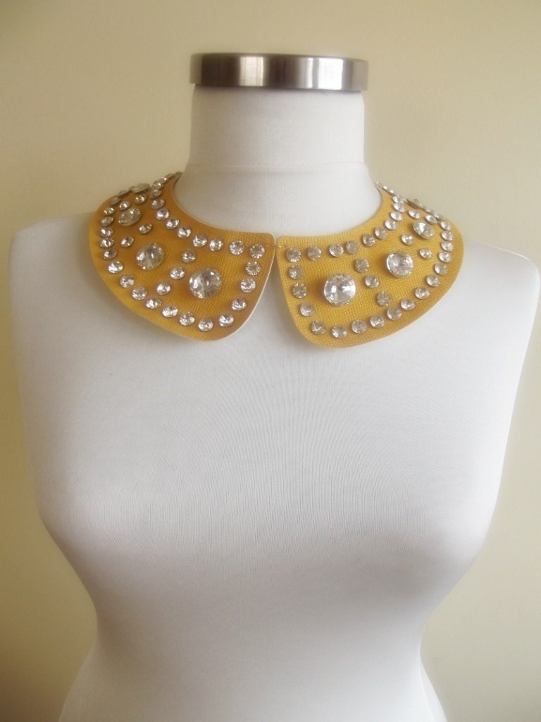 detachable imitation leather peter pan collar necklace beads bridal wedding christmas gift for her mustard yellow nr. 45