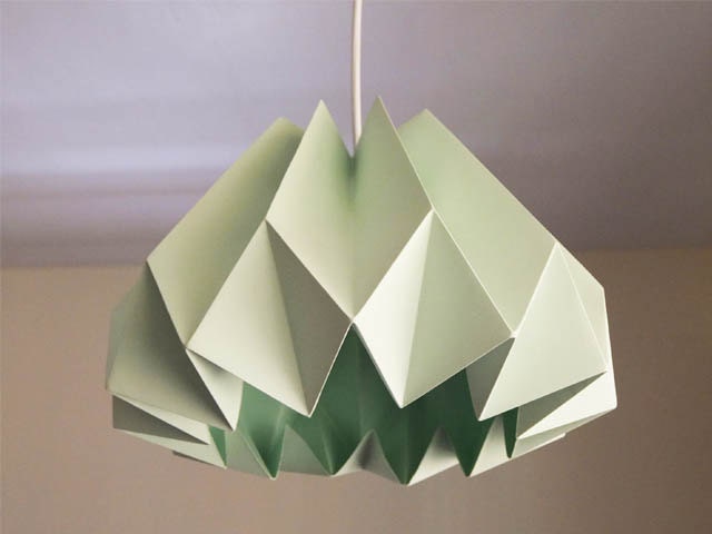 Pumpkin/Origami Paper Lamp Shade-Mint green - twReborn