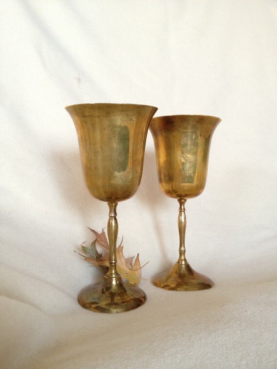 Pair of Brass Goblets by LoveThisPeace on Etsy