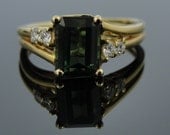 18k Gold, Fine Green Tourmaline and Diamond Ladies Ring RGTM207D