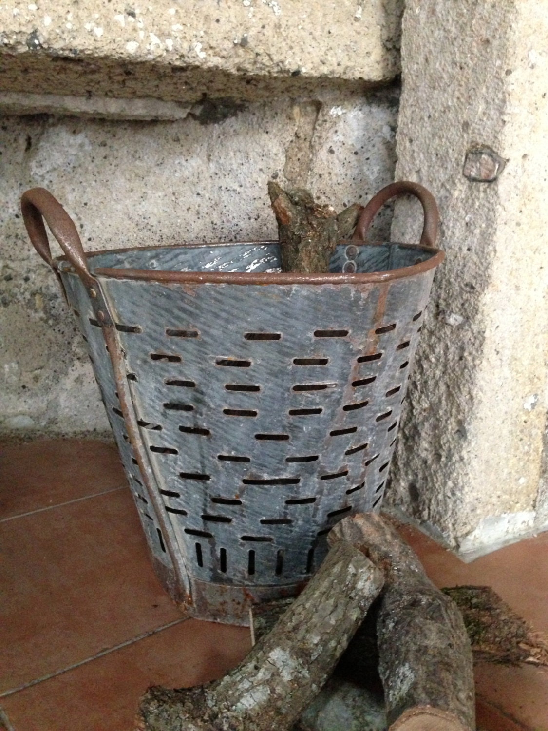 Rustic metal olive basket..Special price for 1.basket by Eskiden