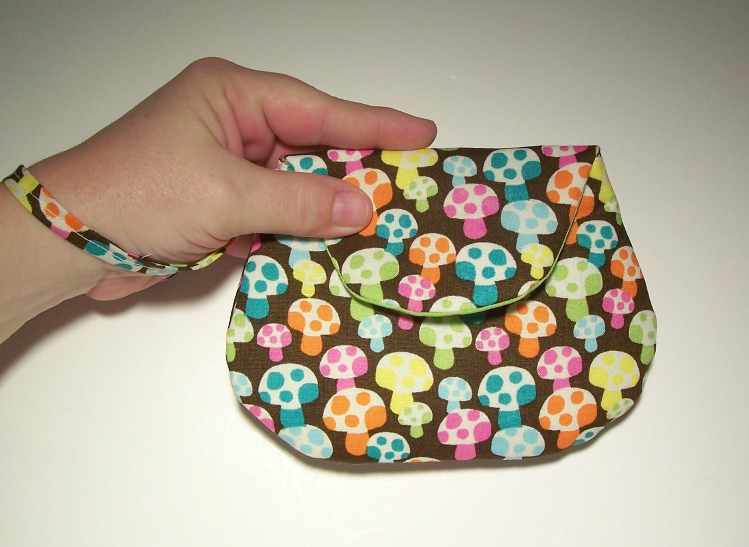 Brown Multi Color Mushroom Mini Clutch