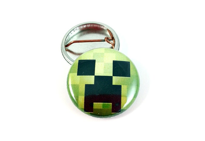 One Inch Minecraft Inspired Creeper Pinback Button