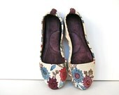 Leather and kimono silk handmade flat tom shoes custom made