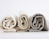 set of 3 towels (20x30") in three different materials (natural linen, hemp and wild-silk)