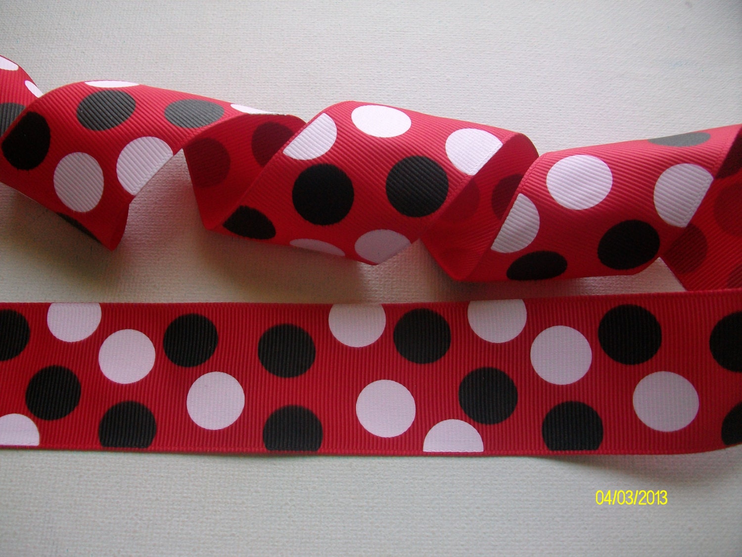 1.5 Biggie Dots Red Black White Grosgrain Ribbon School Pride Team Valentine's Day Il_170x135