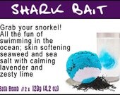 2 x Shark Bait Bath Bombs  // 2 x 120g (4.2oz) // Fresh Natural Handmade Vegan Bath Bombs Fizzies