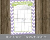 Baby Shower Bingo Game Cards lavender chevron and green INSTANT DOWNLOAD diy digital printable file print your own Il_170x135