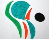 Ladel Blue Green Orange Oil Pastel Drawing Modern Drawing Abstract Drawing Fine Art Minimalist Art  For the Home Decor Abstract Art
