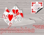 DIY Valentine Card Cootie Catcher Be My Valentine Red Hearts Card Holiday Printables PDF PNG instant download Il_170x135