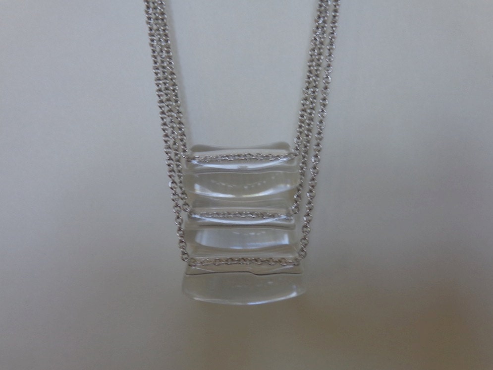 Clear Lucite Necklace, Multi Strand Chain Necklace, Stainless Steel Multi Chain Necklace, Vintage Bead Necklace, Beadwork Necklace