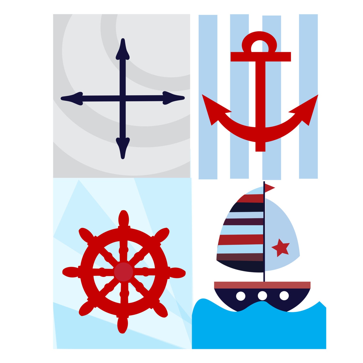 Kids Room Boat Themed Wall Decal - Vinyl Wall Decal (32180)