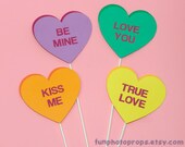 Valentine's Day Photo Booth Props - 4 Piece Conversation Heart Photobooth Set - Valentines Day Photobooth Props Il_170x135