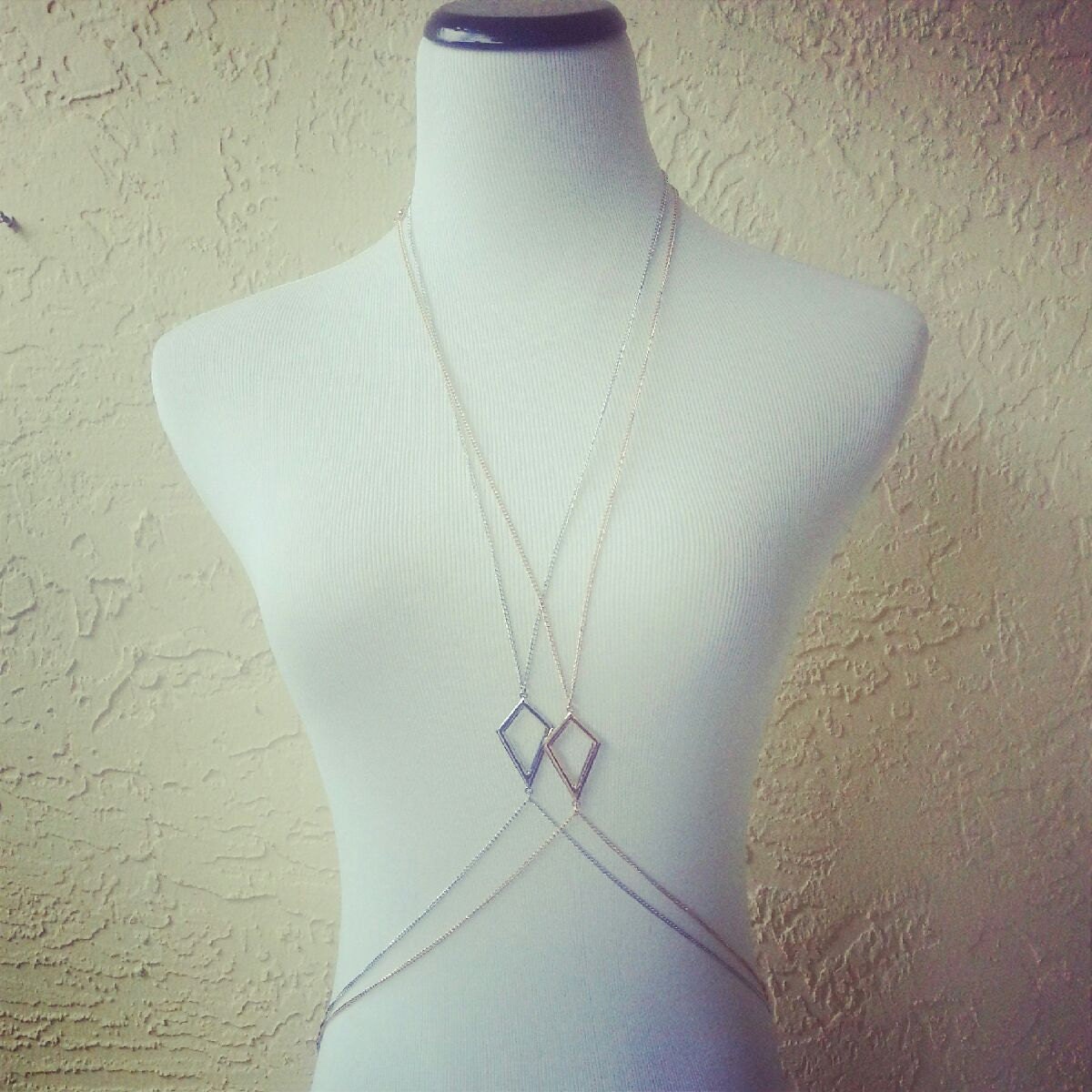Triangle Hot Rihanna Bikini Crossover Body Belly Harness Chain Antique Vintage Gold Body Jewelry NEW