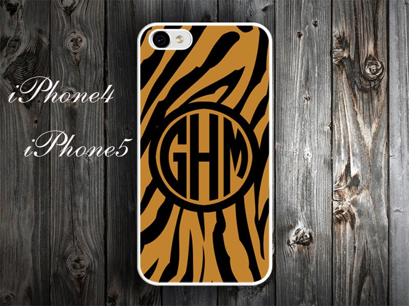 Leopard Print  Monogram iPhone Case , Personalized iPhone 4s Case, Custom iPhone 4 Case Cover , Unique Plastic iPhone 5 Case