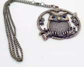 70cm Necklace Retro Owl Branched Flower Sweater Chain Antiqued Brass Tone 4233