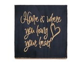 Home is where you hang your heart, wall hanging, carved wood sign, home decor.