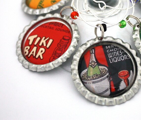 Cocktail party favors retro wine charms by