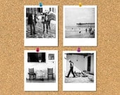 Polaroid set - Black and White - 4 polaroid style photograph prints - Fine art, customize, Greece, beach, travel, gift tags, under 20