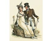 Date - 5x7 - fine art print from original graphic illustration - home decor - romantic