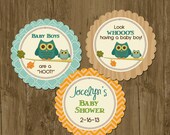 Owl Baby Shower Party Rounds Cupcake Toppers- Printable Il_170x135