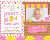 Sweet Pink & Yellow Lemonade Stand Birthday Party Invitation - Printable Il_170x135