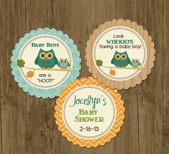 Owl Baby Shower Party Rounds Cupcake Toppers- Printable Il_570xn