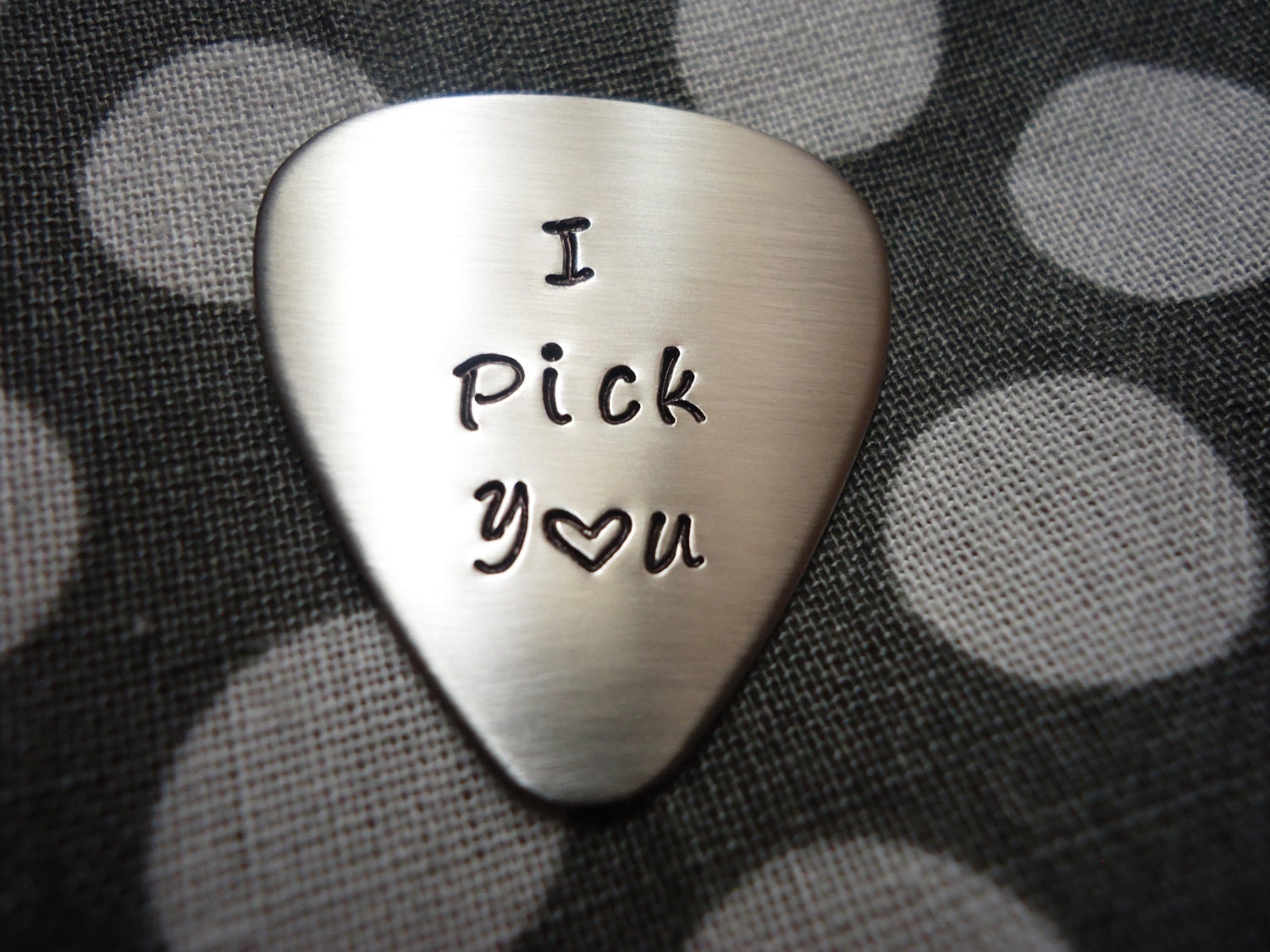 Personalized I Pick You Guitar Pick - Hand Stamped 22 Gauge Stainless Steel SHIPPED in 10-14 Days SHIPPING TIME 3-5 Days