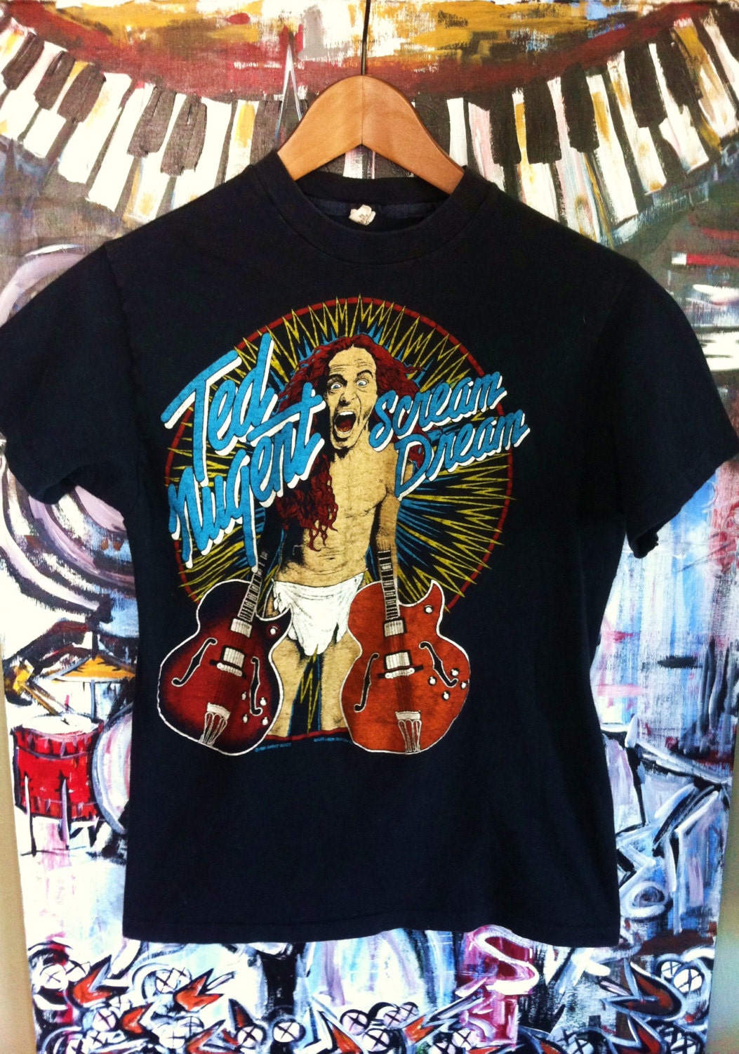 Vintage 1980 TED NUGENT Scream Dream Tour Shirt Size M Motor City Madman Grunge Metal Punk Kiss Mc5 Stooges Iggy Pop Rare 70's 80's