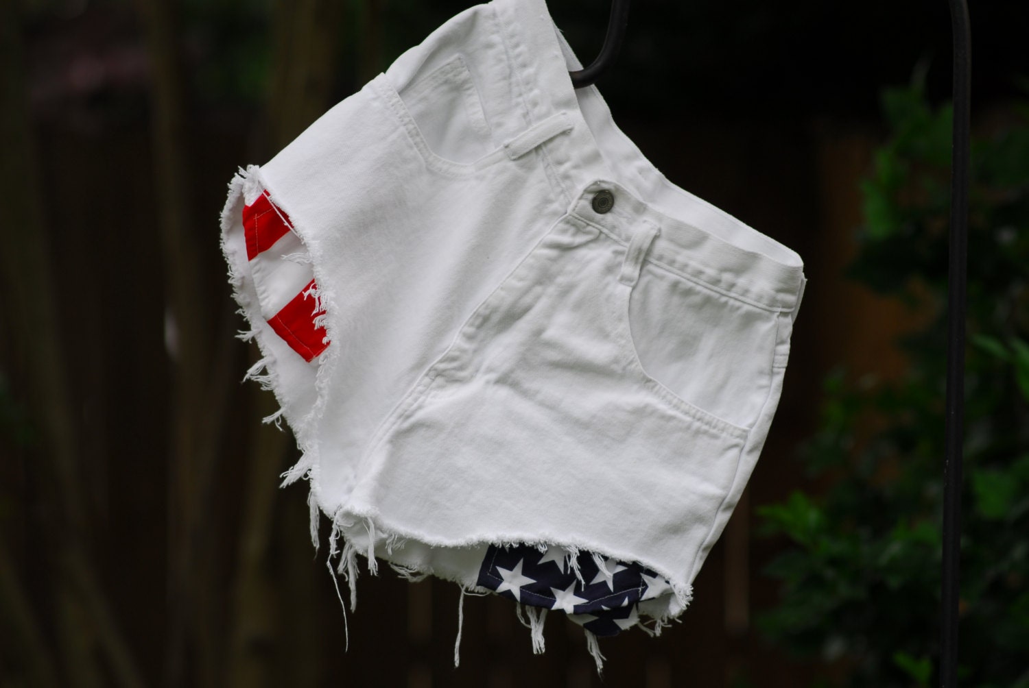 American Flag High Waisted White hipster shorts