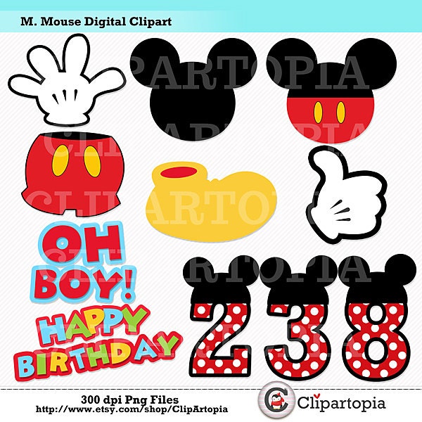 M. Mouse Digital Clipart / DIY Mickey Party for Personal and Commercial use / INSTANT DOWNLOAD Il_170x135