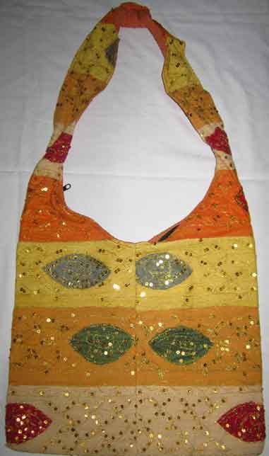 Indian embroidered zari work sadhu shoulder hobo bag purse ethnic vintage color multi
