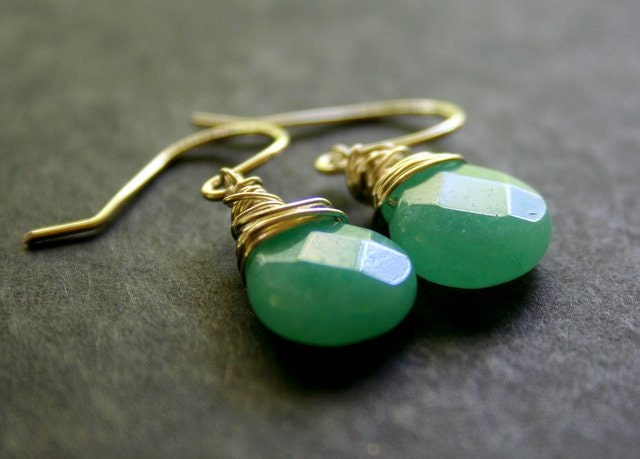Mint Drop Earrings Sterling Silver Aqua jewelry, Bridal earrings, Bridesmaids earrings Mint Wedding Seafoam