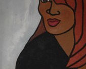 Original 16x20 Modern African American portrait painting Canvas ArT