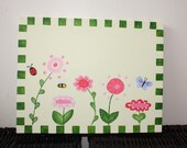 Acrylic canvas painting of flower garden for girl's room or nursery, wall art
