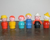 Lot Of 6 Wooden Fisher Price Little People
