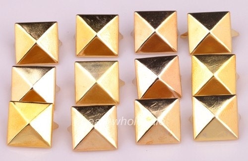 New fashion 200pcs gold Pyramid Studs Rivet leather Craft Bags/Shoes/Clothes 8mm A2542