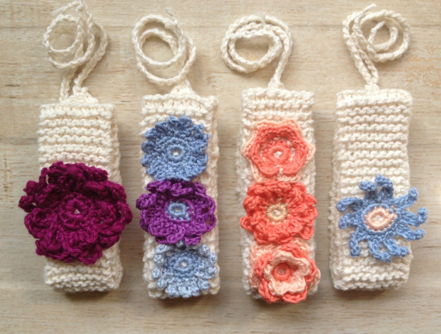 Baby/Toddler Knitted Headband, Flower Headband, handmade with stretchy off white cotton