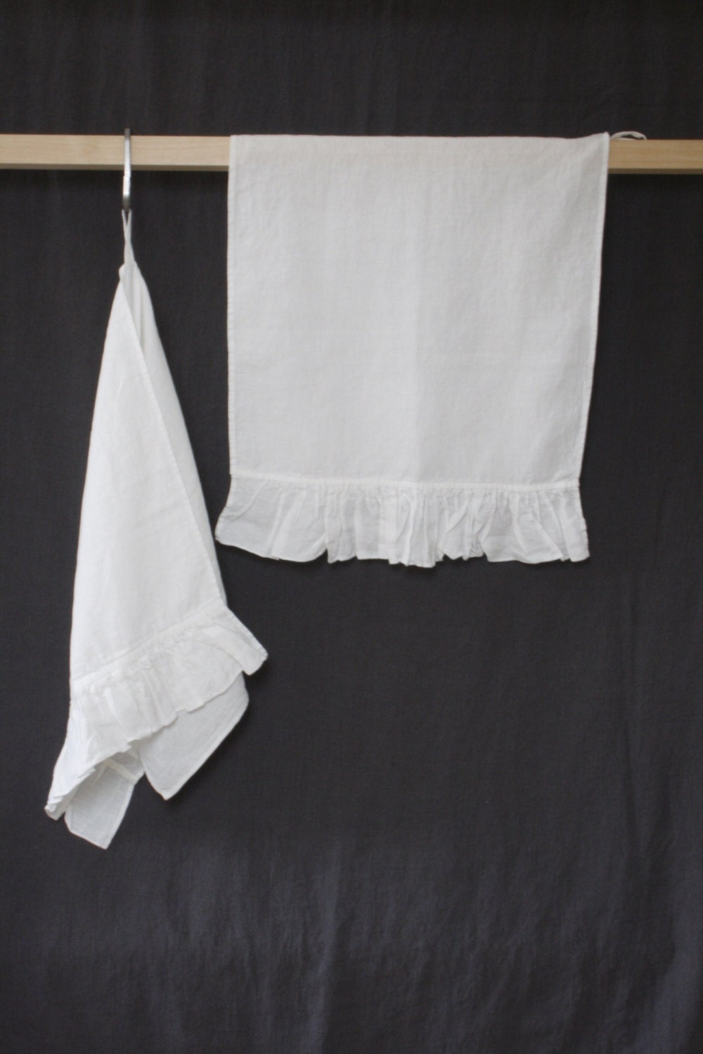 Linen bath  towel with ruffles, very soft, light, pure linen, face, hand, guest towel