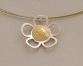 Flower necklace, love gift, silver & brass necklace, handmade mixed metal jewelry, jewelry inspired by nature, art jewelry M2513