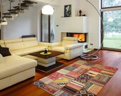 Multi-Color Patchwork Kilim Rug 8.2 x 5.5 feet ( 250 x 167 cm) Handmade from rectangular tiles of Vintage Turkish Kilim Rugs-NDM-16