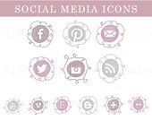 Lavender & Grey Ombre Social Media Icon Set