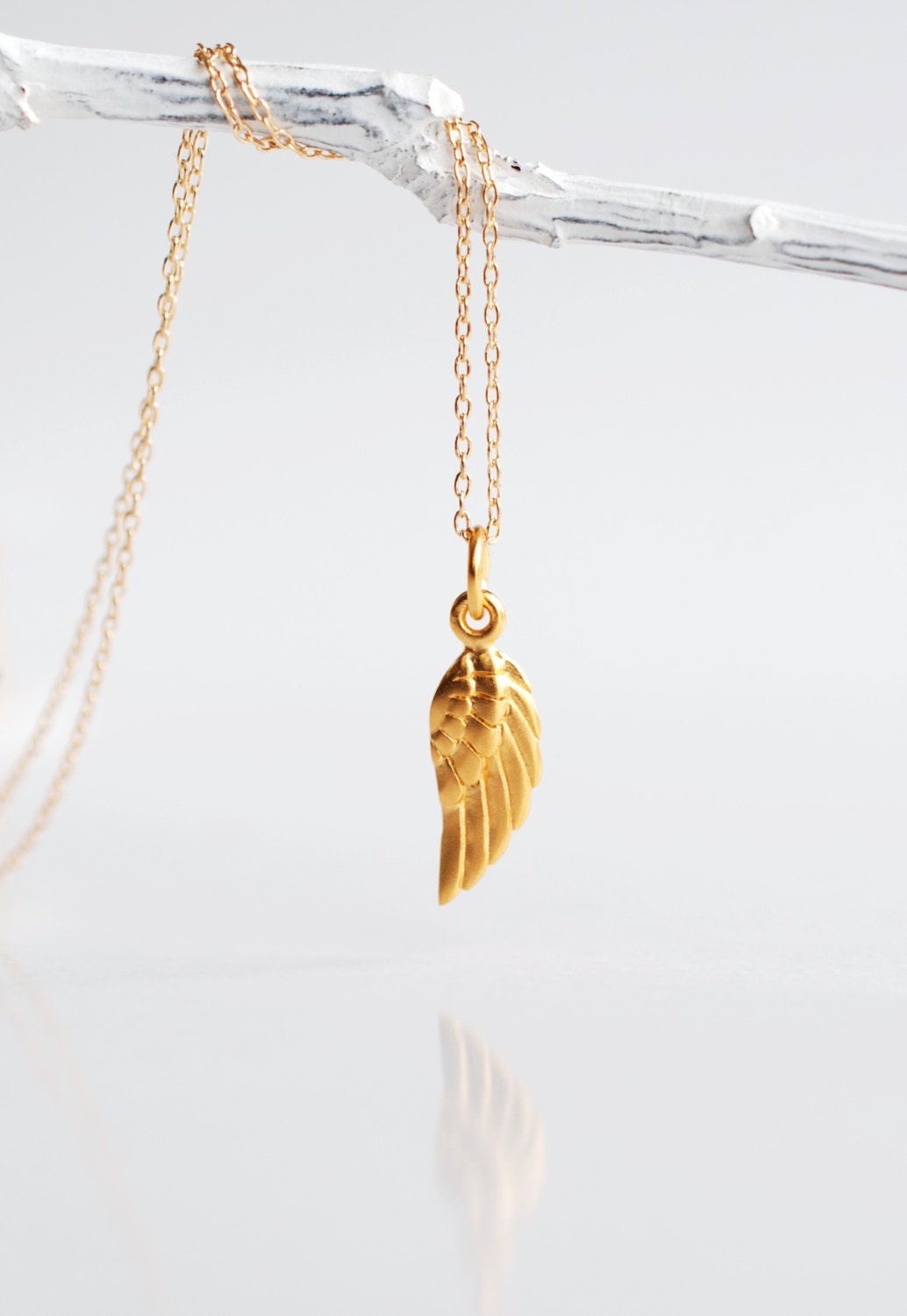 118 Angel Wing Necklace in Solid Bronze with 14K Gold Filled Chain - dainty minimalist jewelry by lustre