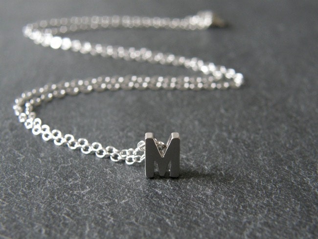 CUSTOM Initial Letter Silver Necklace, Personalized Jewelry, Simple, Modern, Everyday, Mom and Friend Gift
