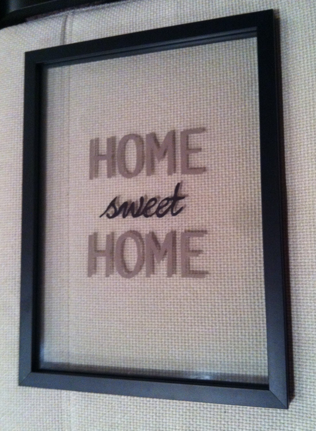 Hand Painted glass frame sign, home sweet home quote, typography word art, home decor, gift
