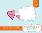 Valentine Doodles Pink Heart and frame clip art set Il_170x135