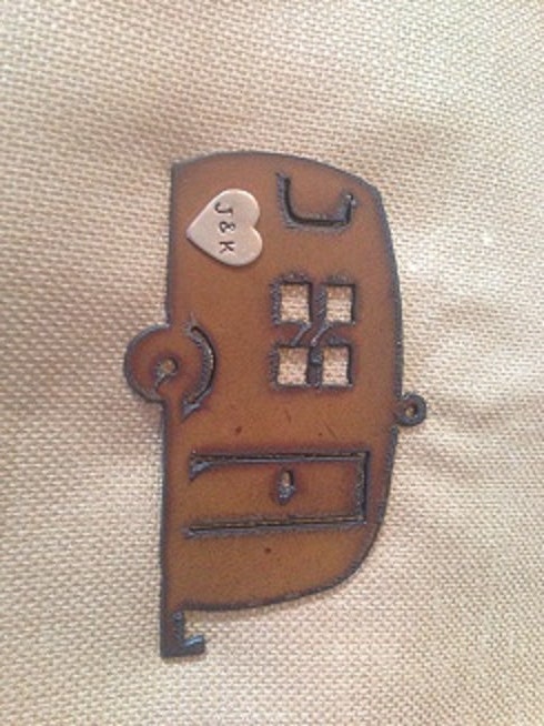 Rusted Recycled Metal Custom Personalized Travel Trailer Airstream Ornament or Magnet
