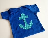 Baby Boy Clothing // T shirt 6 months // Newborn Baby Clothing // Navy Blue Teal Anchor Clothing Cute // Nautical