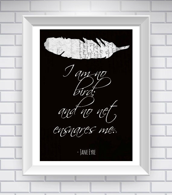Jane Eyre Print, Literary Quote Typography Print - Black and White - Jane Eyre Love Quote Print- Word Art